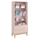 Ver imagem 3 de Guarda Roupa Infantil 2 Portas e Cômoda Gaveteiro New Classic Rosa com Pés Madeira Natural – Reller