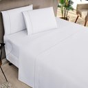 Ver imagem 1 de Jogo Cama Lençol Home Basic Solteiro 180 Fios C/ Ponto Palito 3 Peças - Branco
