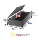 Ver imagem 6 de Conjunto Box Baú Cinza Argel Cinza Espuma D33 Solteiro 96x203x74 - King House