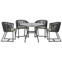 Ver imagem 1 de Mesa com 4 Cadeiras de Jantar Roma 100cm e Noronha em Aluminío Preto Corda Nautica Estofado 8 Trama