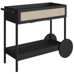 Carrinho Bar Porta Taças 112 Cm Pes Madeira Oslo 27964 Nero Artesano - 1