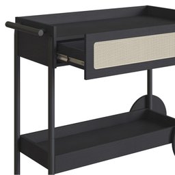 Carrinho Bar Porta Taças 112 Cm Pes Madeira Oslo 27964 Nero Artesano - 5