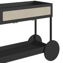 Carrinho Bar Porta Taças 112 Cm Pes Madeira Oslo 27964 Nero Artesano - 6