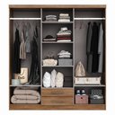 Ver imagem 3 de Guarda-roupa Casal 6 Portas 2 Gavetas Mdp Amêndoa com Cabideiro e Prateleiras Corrediça Telescópica