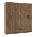Ver imagem 1 de Guarda-roupa Casal 6 Portas 2 Gavetas Mdp Amêndoa com Cabideiro e Prateleiras Corrediça Telescópica