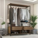 Ver imagem 4 de Guarda-Roupa Closet Industrial para Casal de Ferro 2 Gavetas 5 Prateleiras Barcelona Marrom/Preto/de
