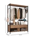 Ver imagem 3 de Guarda-Roupa Closet Industrial para Casal de Ferro 2 Gavetas 5 Prateleiras Barcelona Marrom/Preto/de