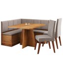 Ver imagem 2 de Conjunto Canto Alemão Baú Prestigio com Mesa 120x80cm e 2 Cadeiras Milao Mel/linho Kaki- Casa Giulia