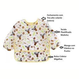 Babador Manga Longa Blw Baby Impermeável Bolso Alce Neném - 8