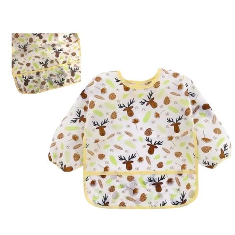 Babador Manga Longa Blw Baby Impermeável Bolso Alce Neném