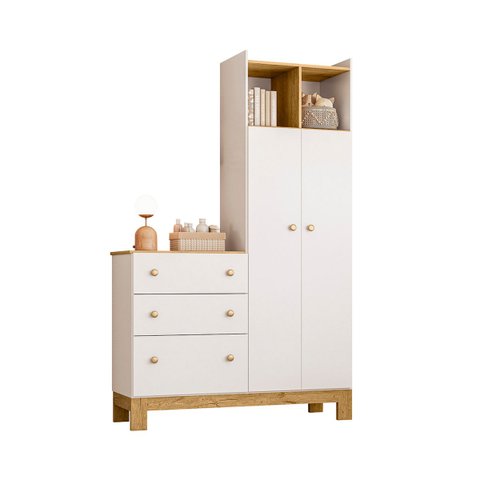 Guarda Roupa com Comoda Flora 4970 com 2 Portas e 3 Gavetas