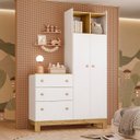 Ver imagem 2 de Guarda Roupa com Comoda Flora 4970 com 2 Portas e 3 Gavetas