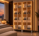 Ver imagem 1 de Cristaleira Intenza com 4 Portas Vidro Gaveta e LED Interno Roupeiro Closet Modulado Vidro:Freijo