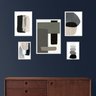 Composição 5 Quadros Decoração Industrial Preto Cinza Bege:moldura Preta - 2