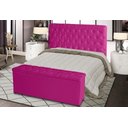 Ver imagem 2 de Kit Cabeceira de Cama Box e Calçadeira Baú Paris Casal 140 Cm 140 X 126 Capitonê Courino Rosa Pink D