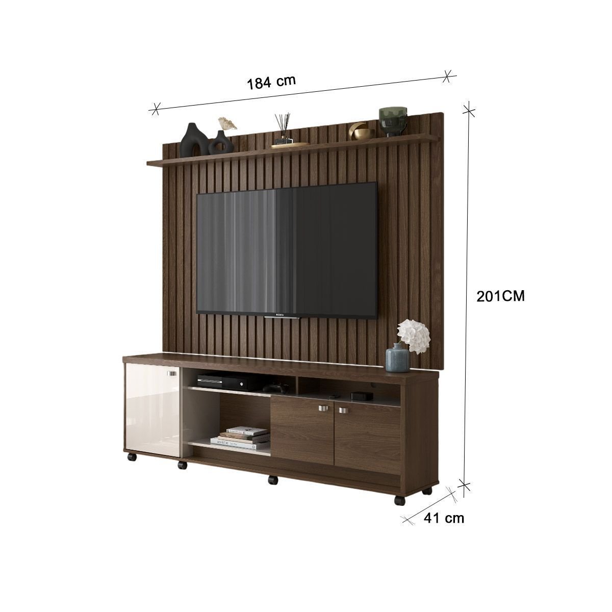 Rack com Painel Dallas para Tv até 75 Polegadas 3 Portas e Rodízios ...