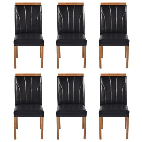 Kit 6 Cadeiras Decorativas Sala de Jantar Luxo Analice Facto Preto - Mozzelar