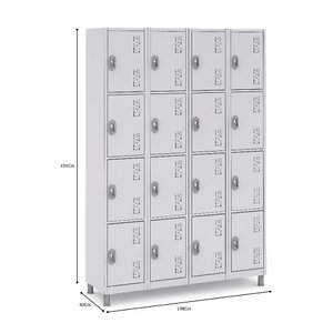 Armários Guarda Volume Aço 16 Portas para Vestiários Cor:cinza