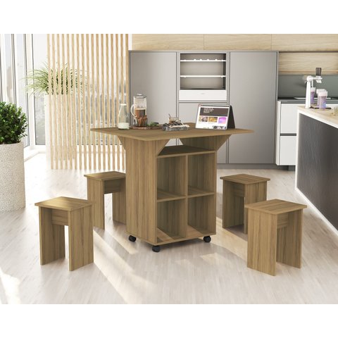 Mesa Dobrável Annie com Bancos - Amendoa