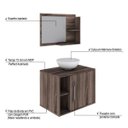 Ver imagem 4 de Conjunto para Banheiro Gabinete com Cuba Redonda R30 e Espelheira Laura 600 Yescasa Marrom/Nogal