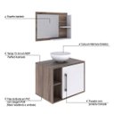Ver imagem 4 de Conjunto para Banheiro Gabinete com Cuba Redonda R30 e Espelheira Laura 600 Yescasa Marrom/Nogal/Bra