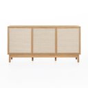 Ver imagem 1 de Balcão Kaki 3 Portas 100% MDF Pés de Madeira 160cm x 45 cm Tauari - Telinha Portuguesa