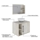 Ver imagem 4 de Conjunto para Banheiro Gabinete com Cuba Redonda R30 e Espelheira Laura 600 Yescasa Branco/Snow