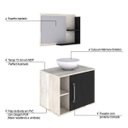 Ver imagem 4 de Conjunto para Banheiro Gabinete com Cuba Redonda R30 e Espelheira Laura 600 Yescasa Branco/Snow/Pret