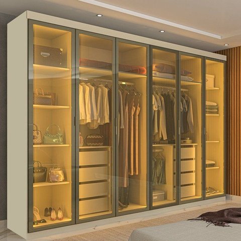 Guarda Roupa Casal Cumaru 6 Portas Reflecta com LED Yescasa