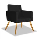 Ver imagem 1 de Poltrona Decorativa para Sala Nina Pés Palito Suede Preto Moraes Decor