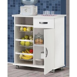 Fruteira com Balcão 3 Cestos com Rodízio - Bella Vercelli 200:Branco - 2