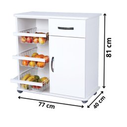 Fruteira com Balcão 3 Cestos com Rodízio - Bella Vercelli 200:Branco - 3