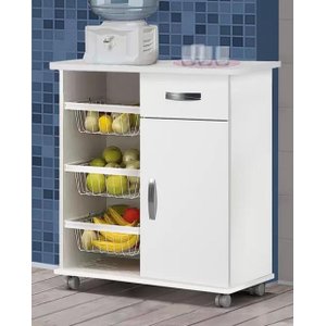 Fruteira com Balcão 3 Cestos com Rodízio - Bella Vercelli 200:Branco