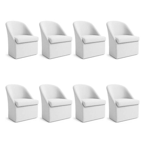 Kit 8 Poltronas Decorativas Malli Boucle Bouclê Off White Pallazio