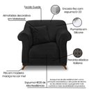 Ver imagem 7 de Kit Poltrona e Sofá Living 2 Lugares 1,60m Vênus Suede Pés Castanho - Pallazio - Preto