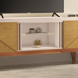 Rack Bancada para Sala Lift 1.6  - Marques Store:Off White Carvalho Intense HB Móveis - 3