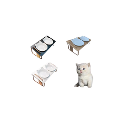 Comedouro Duplo Inclinado Elevado para Gatos em Mdf e Porcelana - Preto - 4