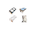 Ver imagem 4 de Comedouro Duplo Inclinado Elevado para Gatos em Mdf e Porcelana - Preto