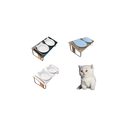 Ver imagem 4 de Comedouro Duplo Inclinado Elevado para Gatos em Mdf e Porcelana - Preto