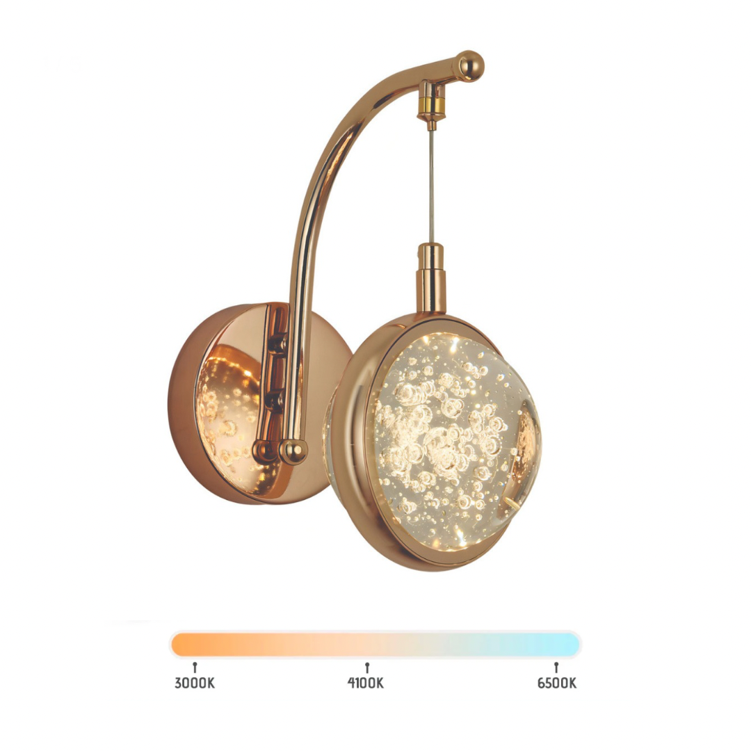 Arandela Led Parede 7w Saturno Globo Bolha Dourado 3000k Bivolt - 4