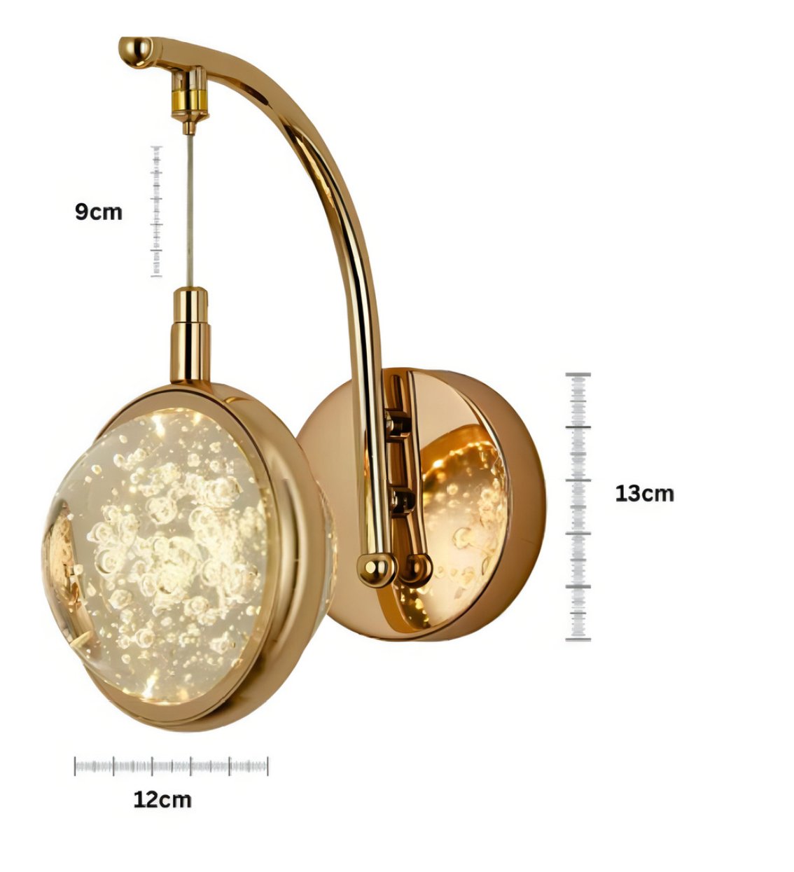 Arandela Led Parede 7w Saturno Globo Bolha Dourado 3000k Bivolt - 3