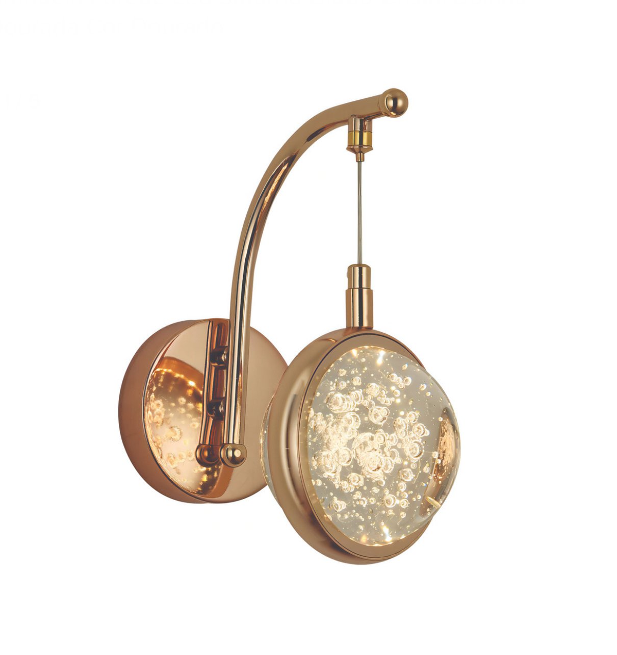 Arandela Led Parede 7w Saturno Globo Bolha Dourado 3000k Bivolt