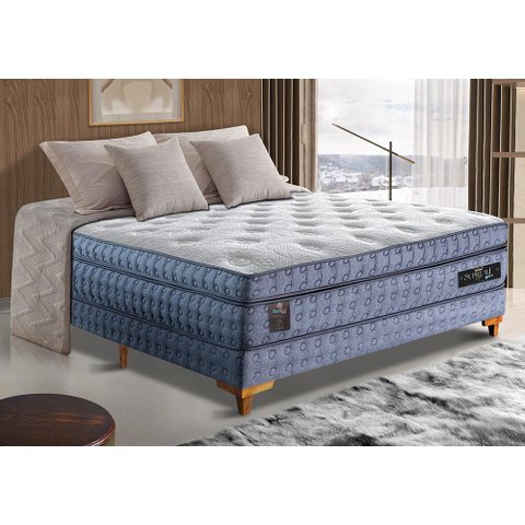 Cama Box Casal Colchão Euro Pillow + Box 138x188x70 Molas Ensacadas Cama inBox Supreme Confort Gel