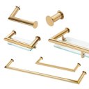 Ver imagem 1 de Kit de Acessórios para Banheiro com 6 Peças em Aço Inox Dourado Brilhante Linha Tessália