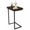 Ver imagem 1 de Mesa Lateral de Apoio Luxo Espelhada 4774 MDP Pés de Ferro:Canela