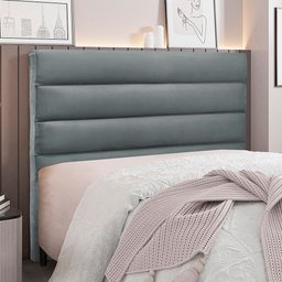 Cabeceira Casal 140cm Greta Veludo Cinza - Lucadi Home - 2