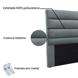 Cabeceira Casal 140cm Greta Veludo Cinza - Lucadi Home - 3