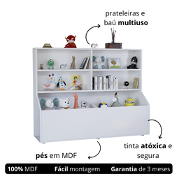 Organizador com Baú e 4 Nichos para Brinquedos em Mdf - 4