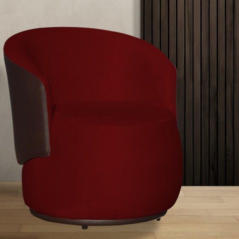 Poltrona Organica Beatriz Suede Vermelho C/ Composê Corano Marrom - Lm Decor