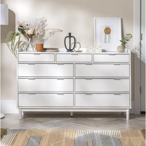 Cômoda 16270003 9 Gavetas Madeira Puxador Metálico Branco Marin Brasil